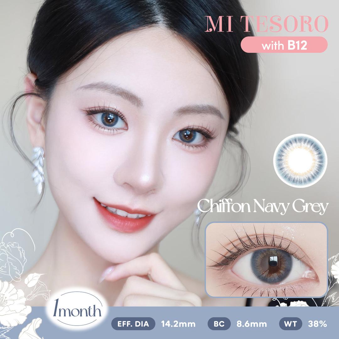 Chiffon Navy Grey-Mi Tesoro Monthly Color Con 2pcs (Eff dia:14.2mm)