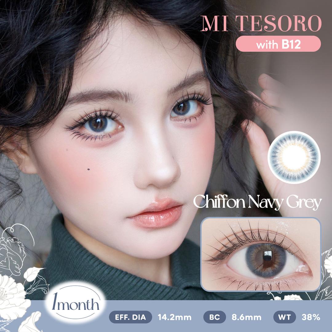 Chiffon Navy Grey-Mi Tesoro Monthly Color Con 2pcs (Eff dia:14.2mm)
