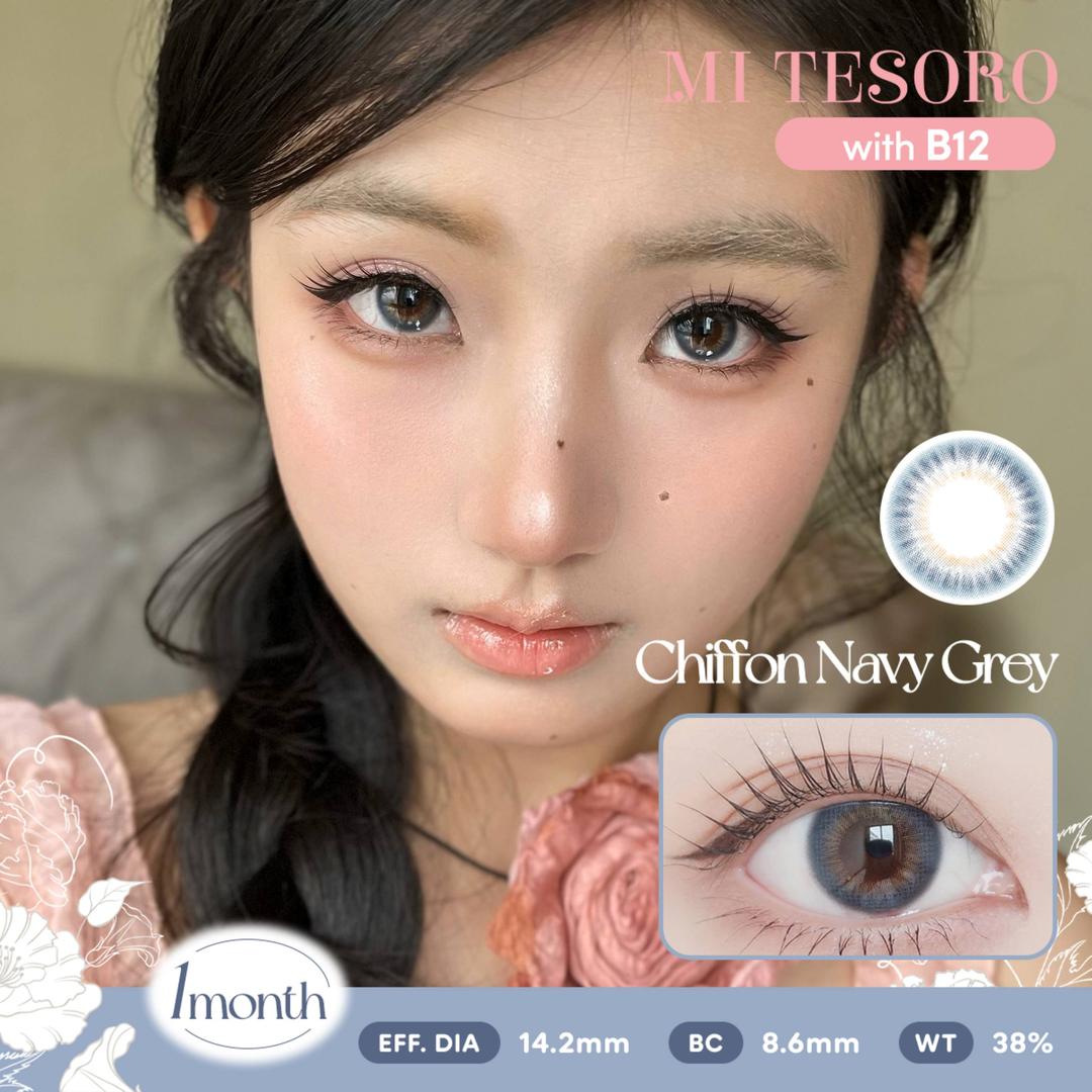 Chiffon Navy Grey-Mi Tesoro Monthly Color Con 2pcs (Eff dia:14.2mm)