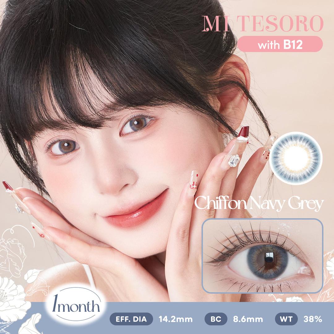 Chiffon Navy Grey-Mi Tesoro Monthly Color Con 2pcs (Eff dia:14.2mm)