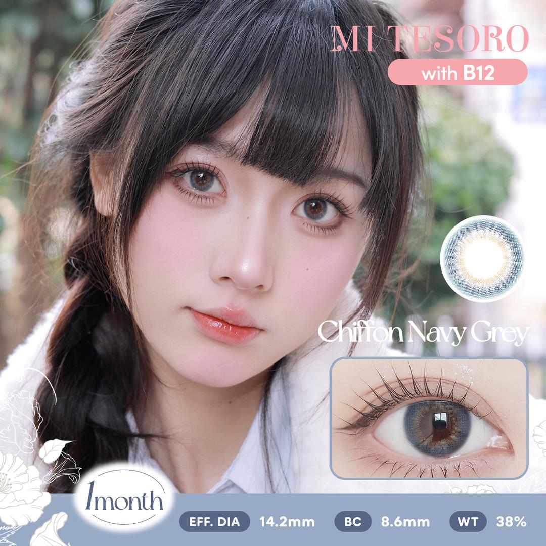 Chiffon Navy Grey-Mi Tesoro Monthly Color Con 2pcs (Eff dia:14.2mm)
