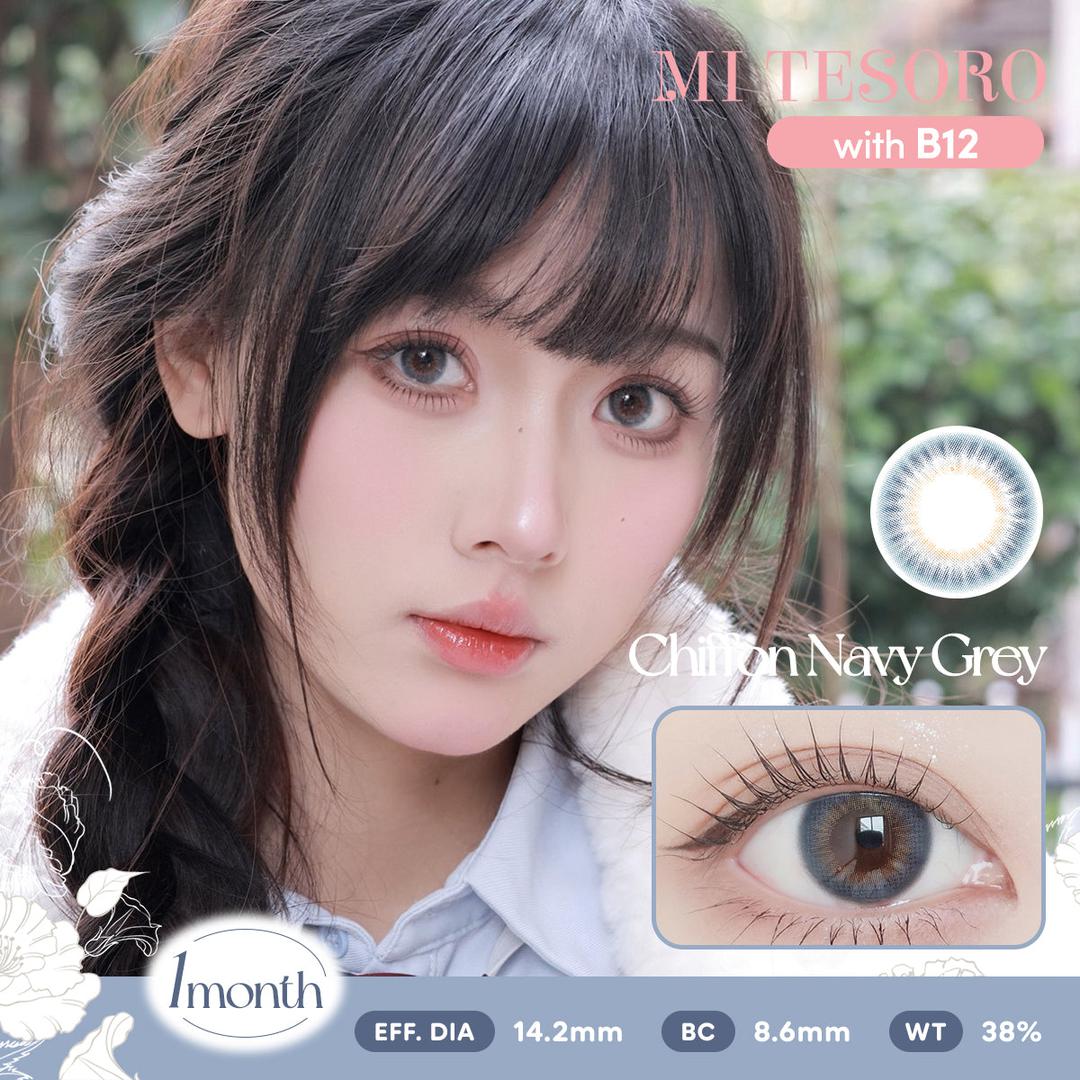 Chiffon Navy Grey-Mi Tesoro Monthly Color Con 2pcs (Eff dia:14.2mm)