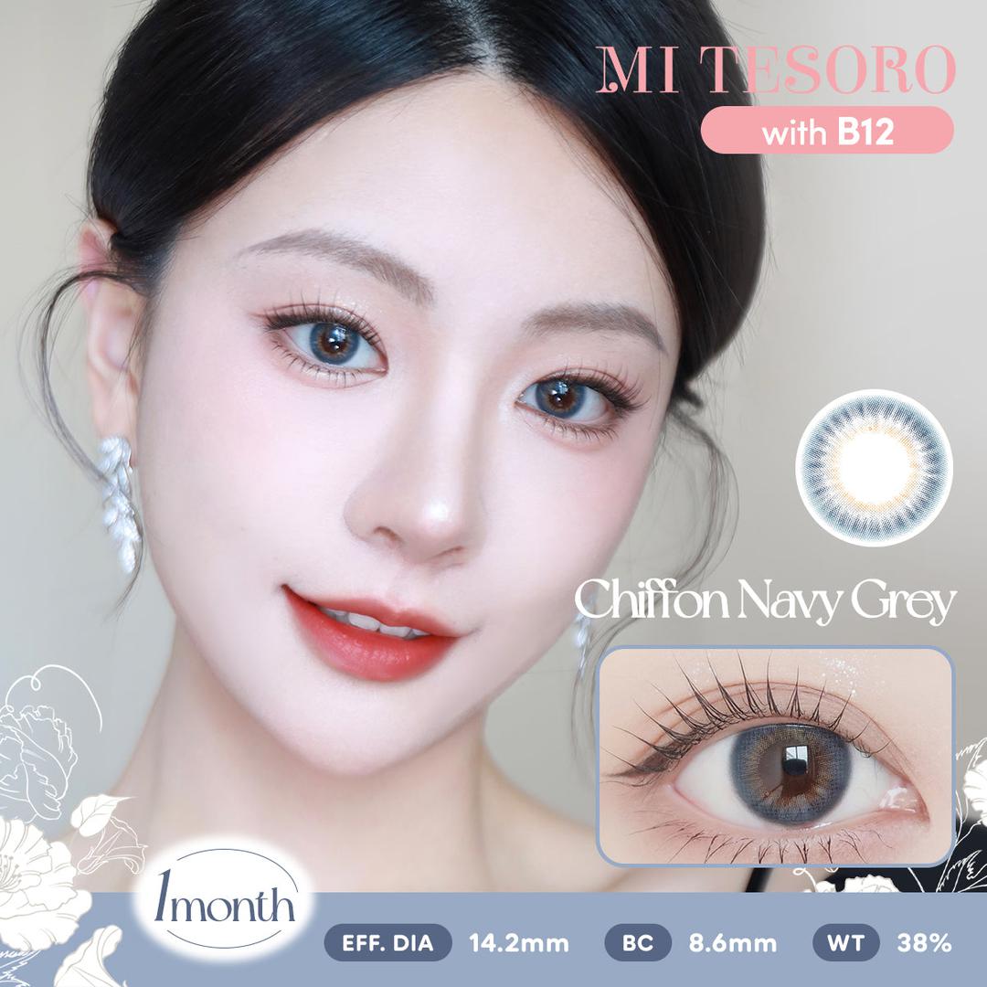 Chiffon Navy Grey-Mi Tesoro Monthly Color Con 2pcs (Eff dia:14.2mm)