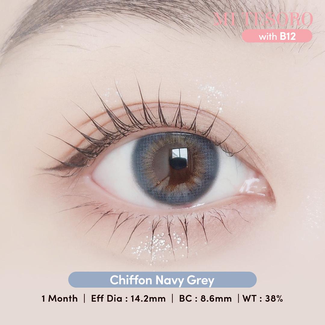 Chiffon Navy Grey-Mi Tesoro Monthly Color Con 2pcs (Eff dia:14.2mm)