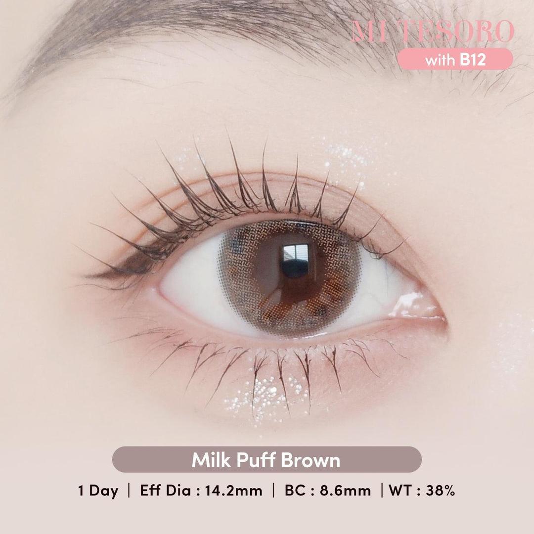 Milk Puff Brown-Mi Tesoro 1 Day Color Con 10pcs (Eff dia:14.2mm)