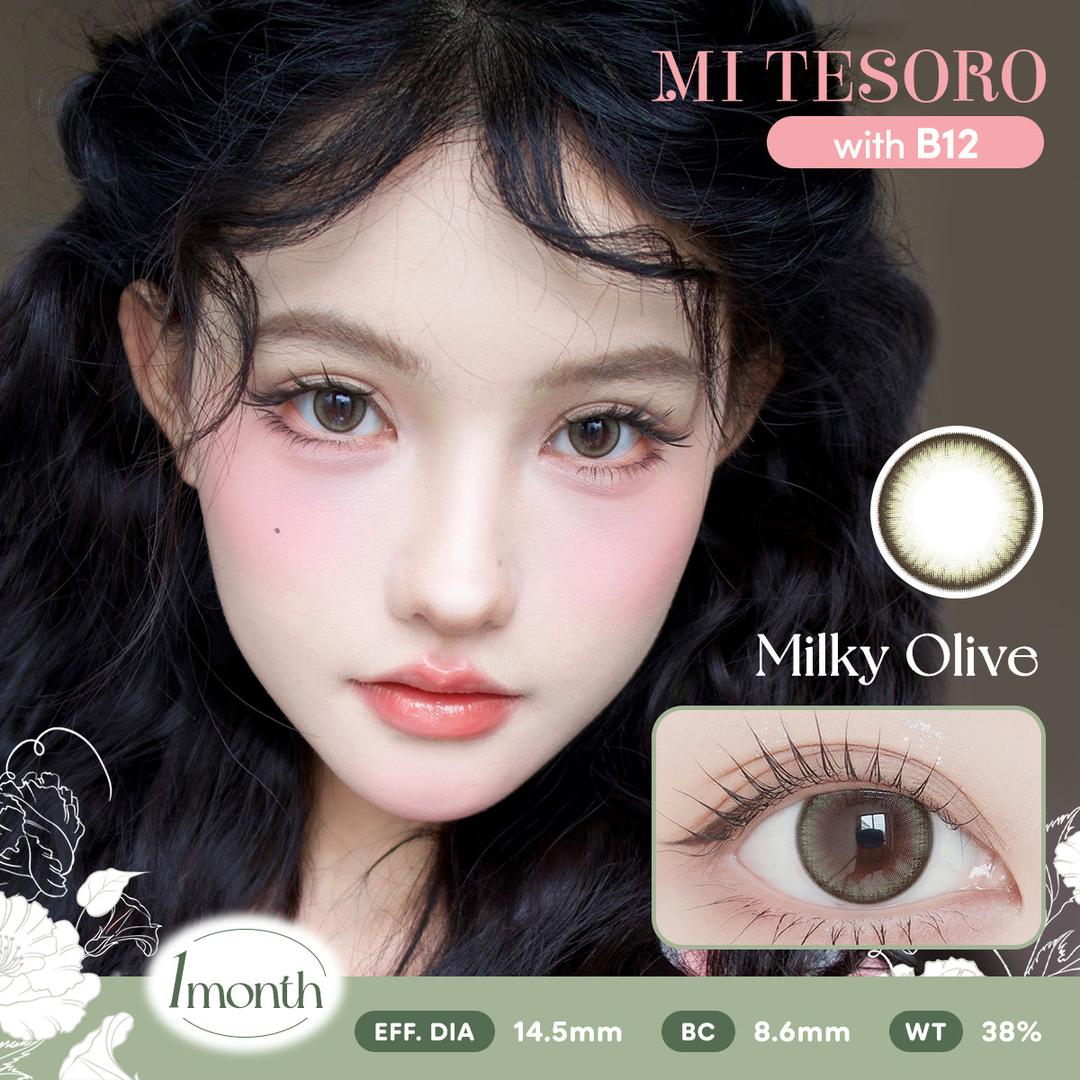 Milky Olive-Mi Tesoro Monthly Color Con 2pcs (Eff dia:14.5mm)