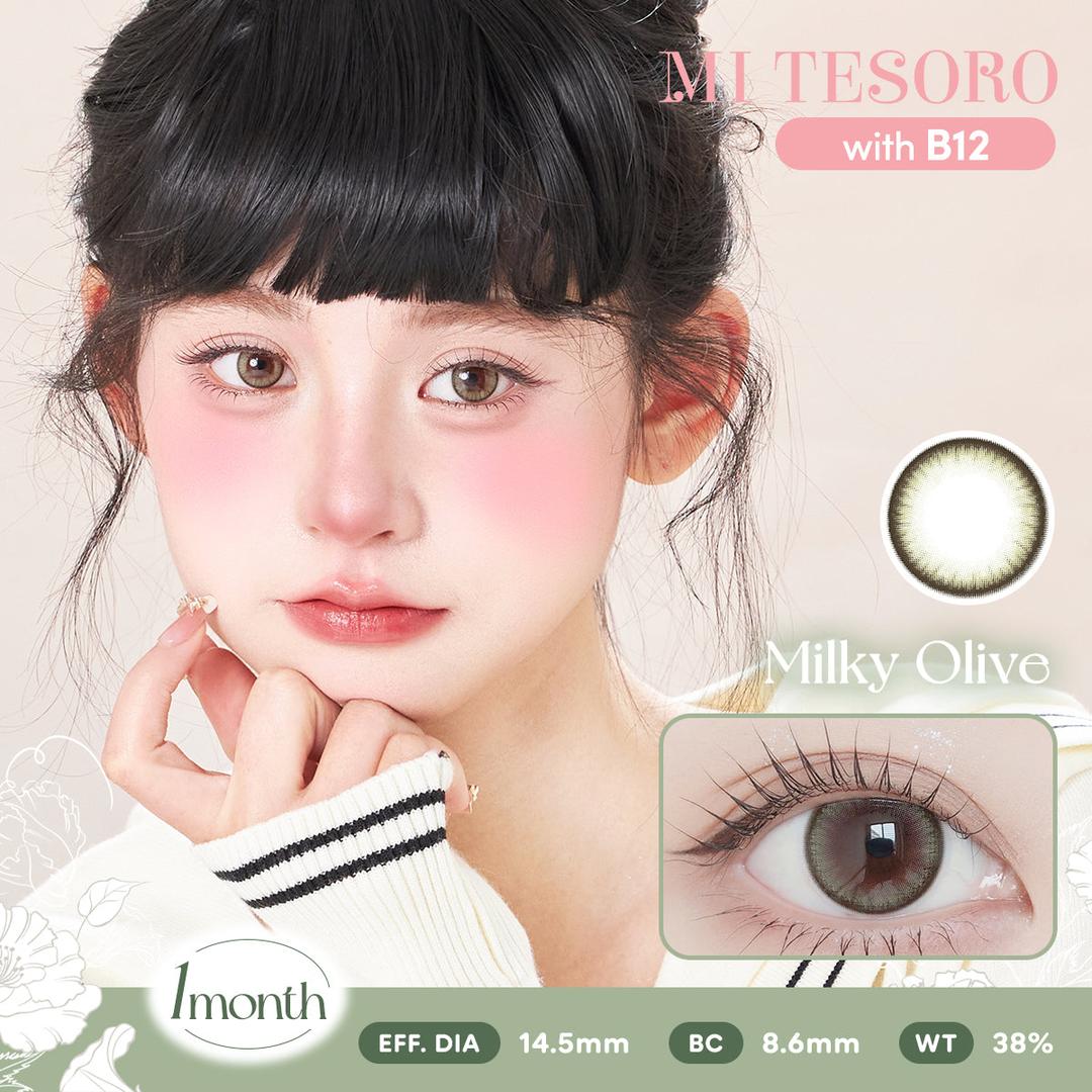 Milky Olive-Mi Tesoro Monthly Color Con 2pcs (Eff dia:14.5mm)