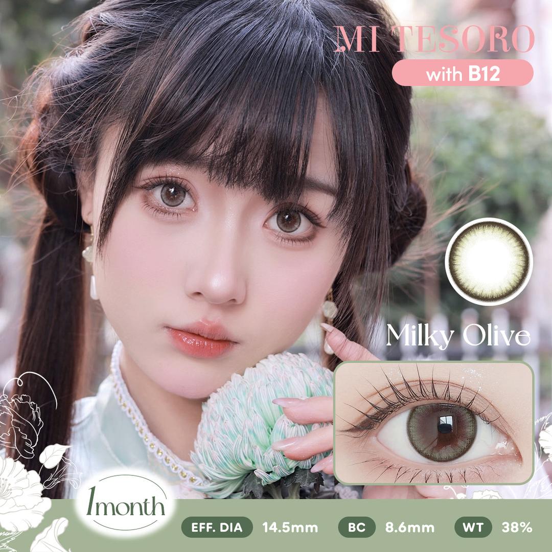 Milky Olive-Mi Tesoro Monthly Color Con 2pcs (Eff dia:14.5mm)