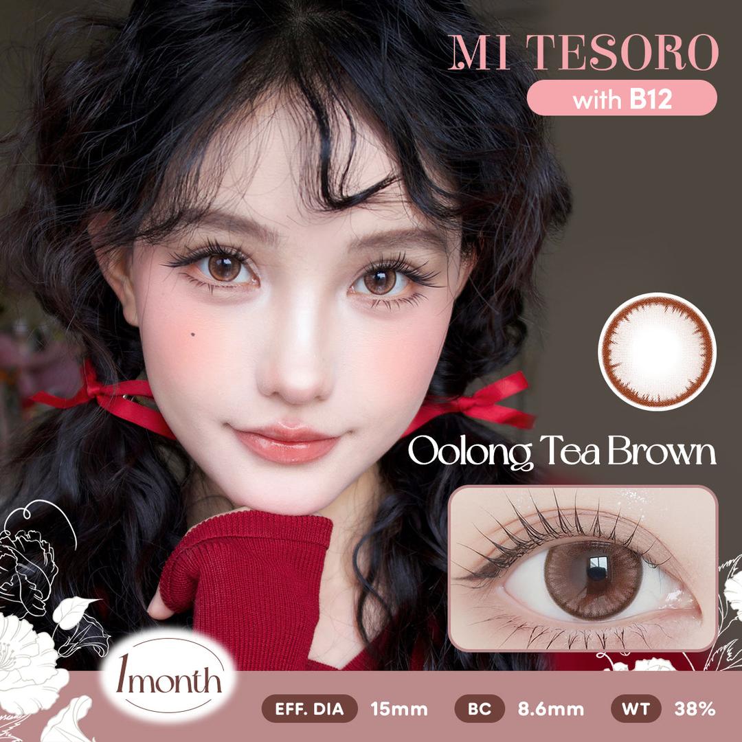 Oolong Tea Brown-Mi Tesoro Monthly Color Con 2pcs (Eff dia:15mm)