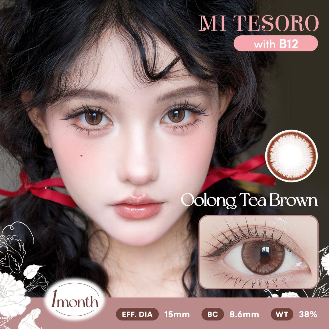 Oolong Tea Brown-Mi Tesoro Monthly Color Con 2pcs (Eff dia:15mm)