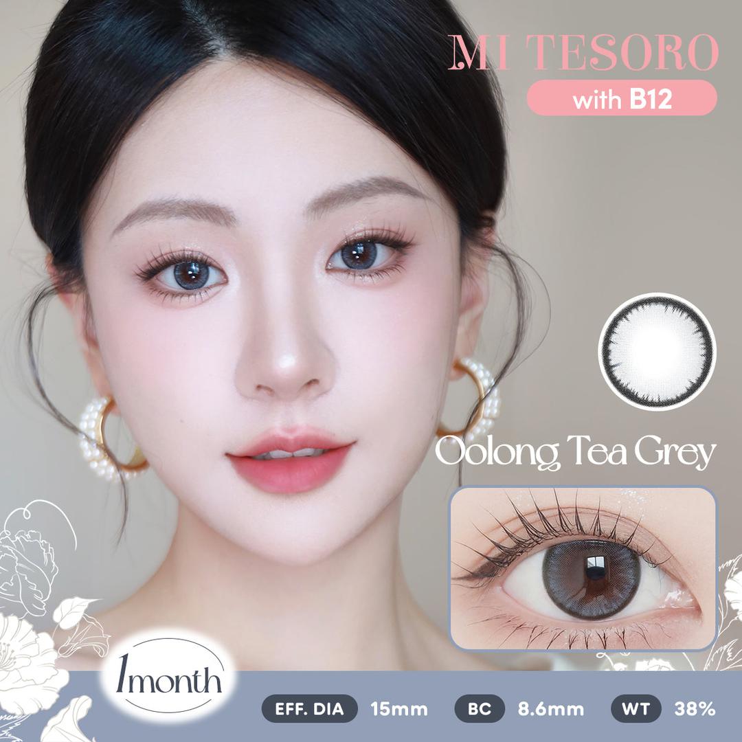 Oolong Tea Grey-Mi Tesoro Monthly Color Con 2pcs (Eff dia:15mm)