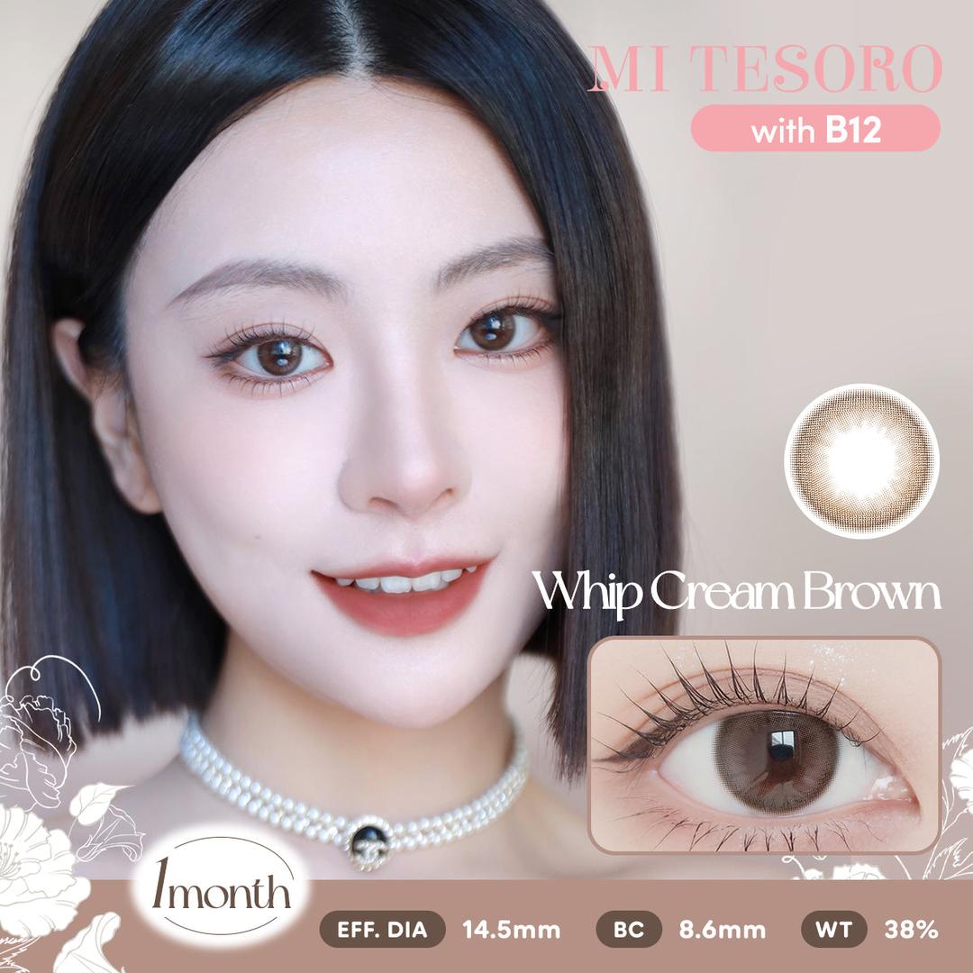 Whip Cream Brown-Mi Tesoro Monthly Color Con 2pcs(Eff dia:14.5mm)