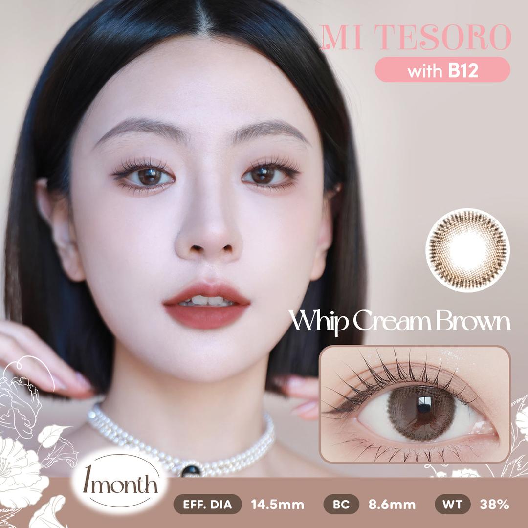 Whip Cream Brown-Mi Tesoro Monthly Color Con 2pcs(Eff dia:14.5mm)