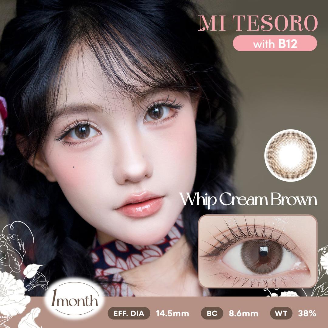 Whip Cream Brown-Mi Tesoro Monthly Color Con 2pcs(Eff dia:14.5mm)