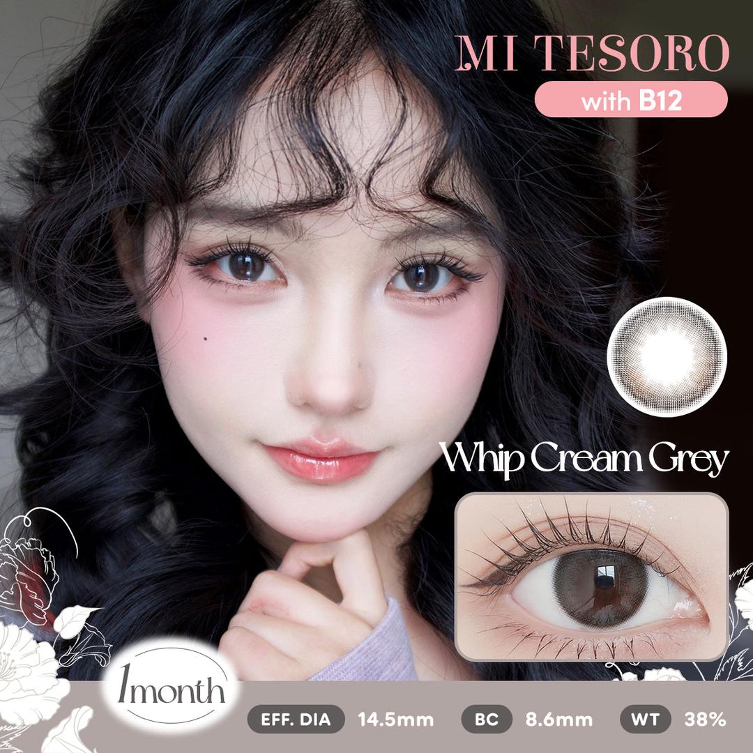 Whip Cream Grey-Mi Tesoro Monthly Color Con 2pcs(Eff dia:14.5mm)