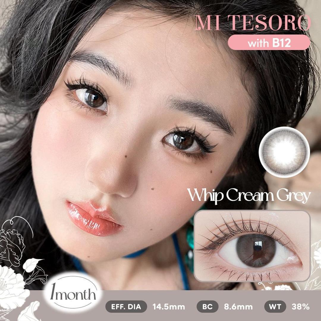 Whip Cream Grey-Mi Tesoro Monthly Color Con 2pcs(Eff dia:14.5mm)